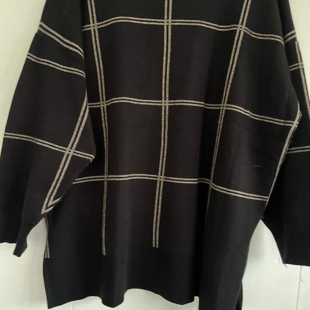 Philosophy Woman V-Neck Slouchy Sweater Black Viscose Stripes Pullover Size 3X - Picture 8 of 12